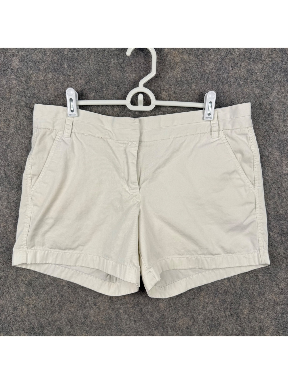 J. Crew Broken In Chino Shorts Flat Front White Women Size 12 5” 755
